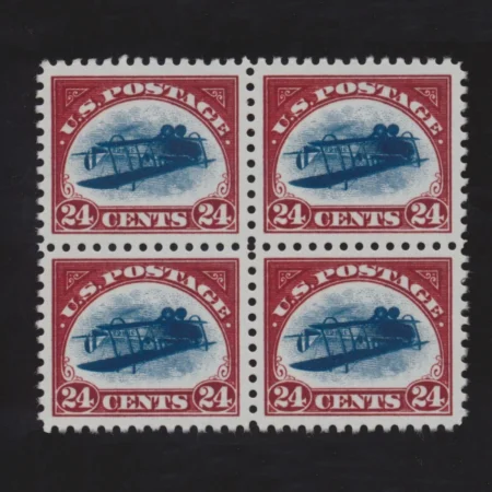 4-block of Werner's REPLICA - USA 1918 - 24-cent airmail , Inverted Jenny