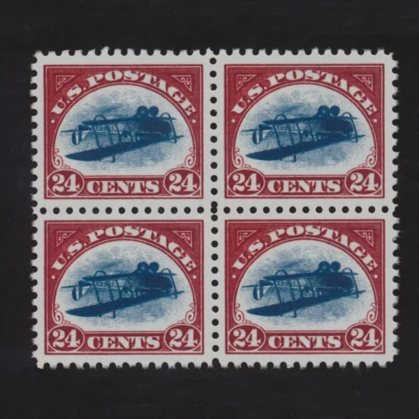 4-block of Werner's REPLICA - USA 1918 - 24-cent airmail , Inverted Jenny